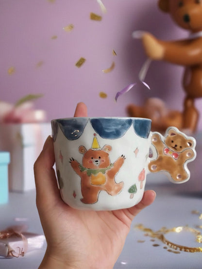 แก้วเซรามิค สีฟ้า หูจับหมี