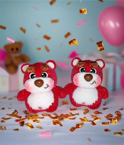 Crocheted Strawberry Bear Plushie