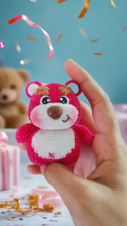 Crocheted Strawberry Bear Plushie