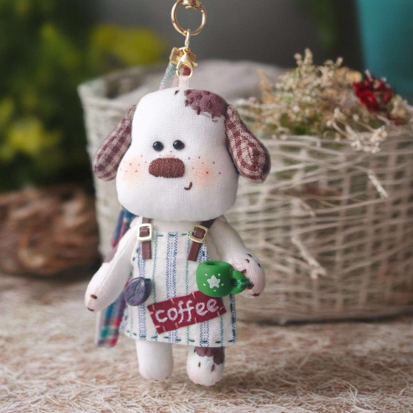 Coffee Shop Puppy Fabric Doll