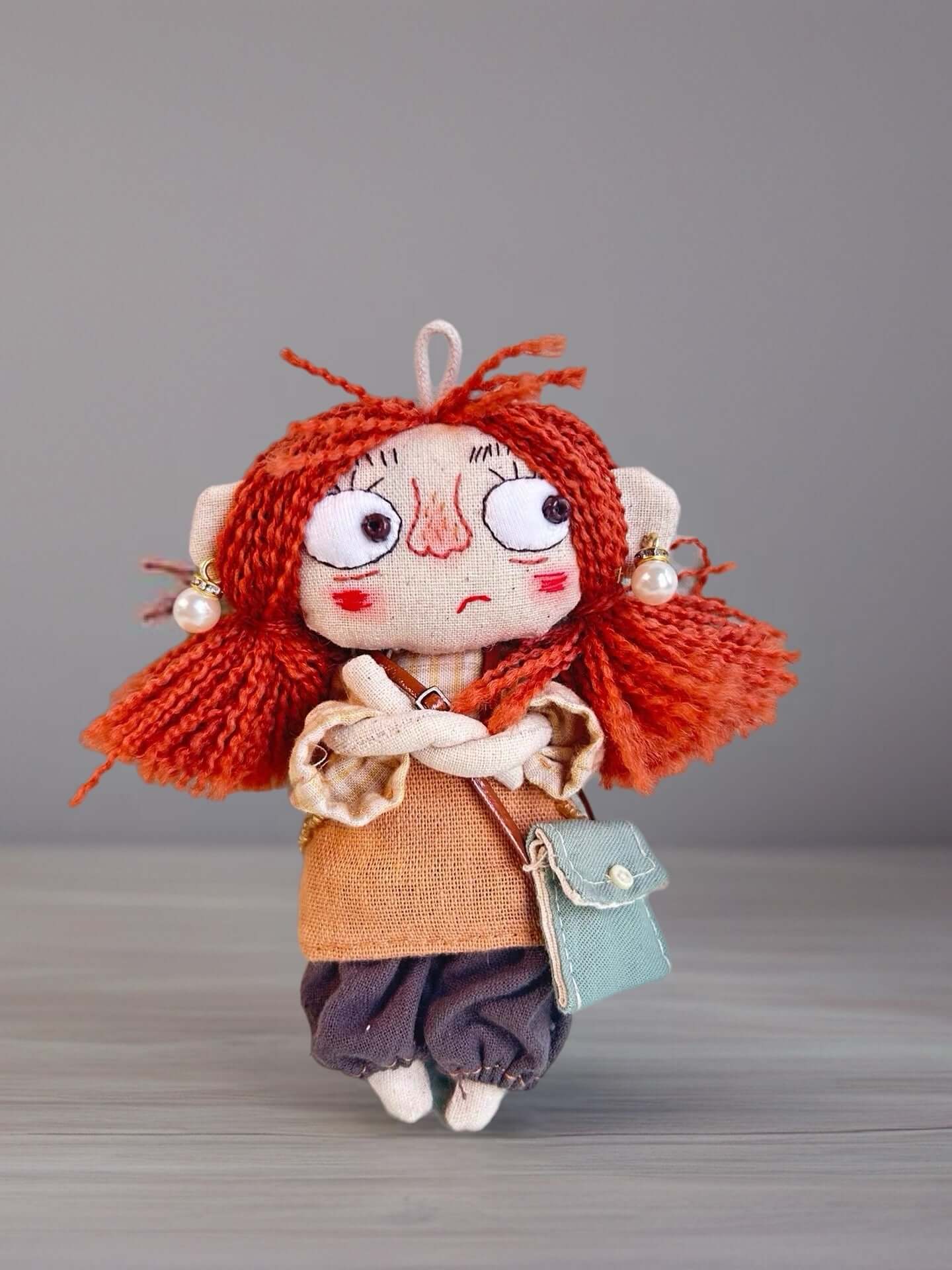 Red-haired girl fabric doll