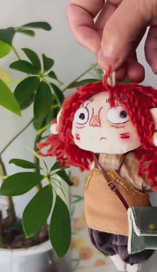Red-haired girl fabric doll