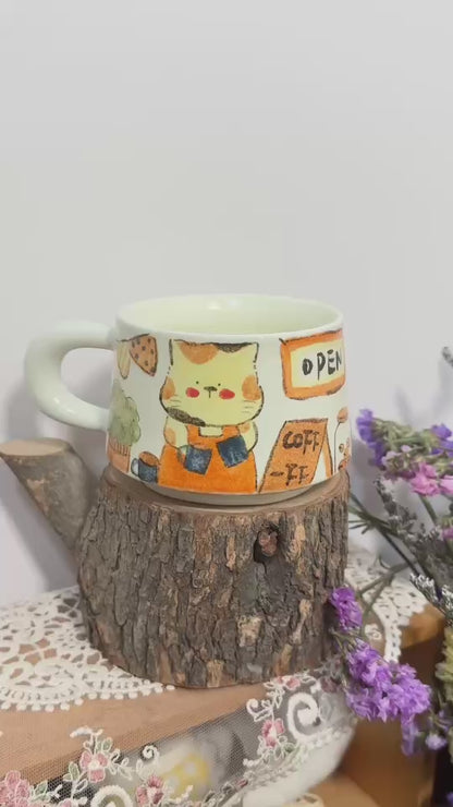 แก้วเซรามิค Little Cat's Café