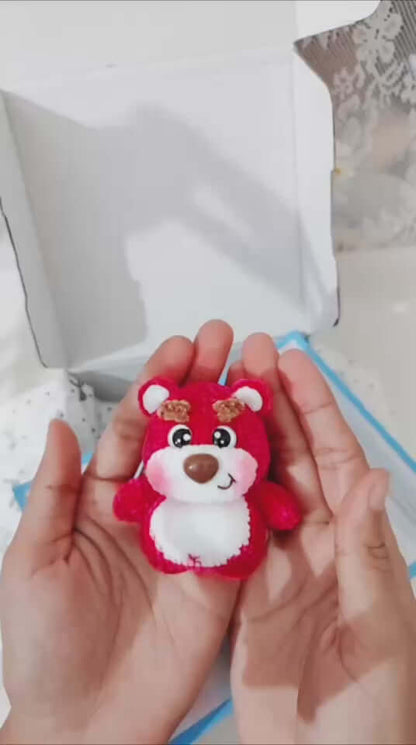 Crocheted Strawberry Bear Plushie